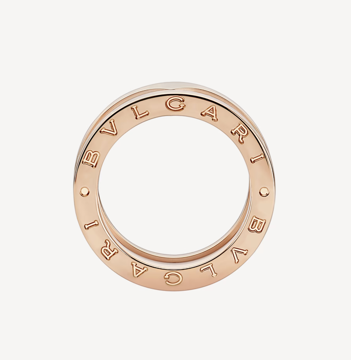 [Lumi Jewelry]ZERO 1 TWO-BAND LOOPS AND WHITE CERAMIC SPIRAL PINK GOLD RING