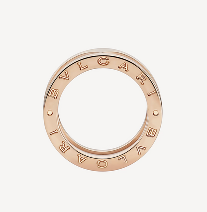 [Lumi Jewelry]ZERO 1 TWO-BAND LOOPS AND WHITE CERAMIC SPIRAL PINK GOLD RING