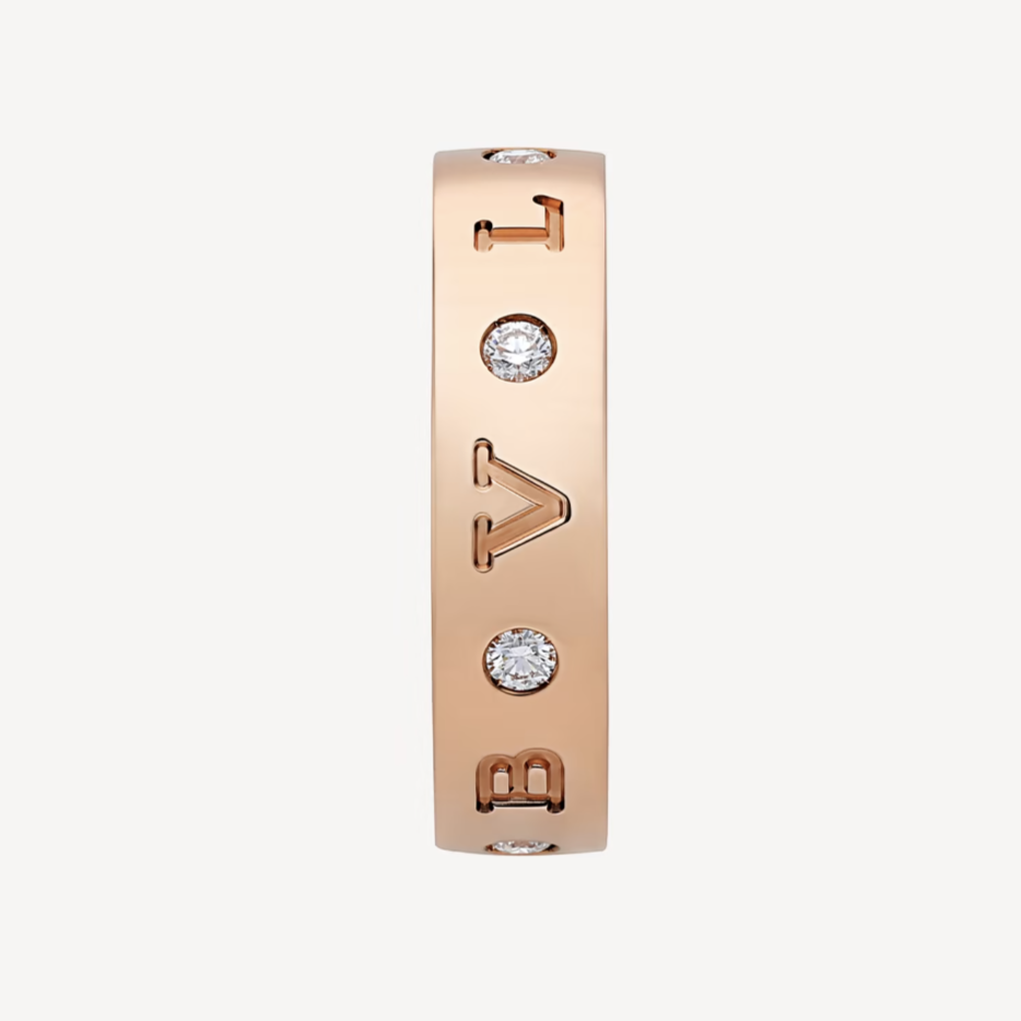 [Lumi Jewelry]ZERO 1 ESSENTIAL PINK GOLD BAND WITH DIAMONDS RING