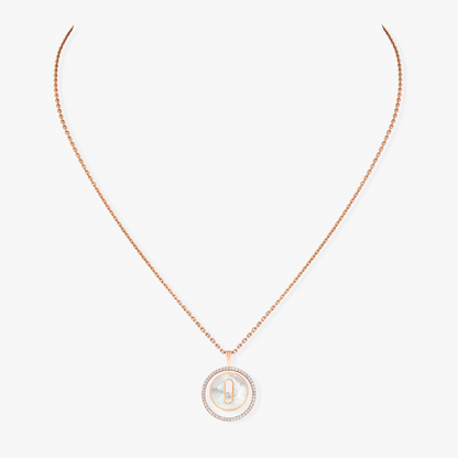 [Lumi Jewelery]LUCKY MOVE 1 DIAMOND WHITE MOTHER OF PEARL PINK GOLD DIAMOND NECKLACE