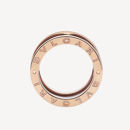[Lumi Jewelry]ZERO 1 FOUR-BAND LOOPS AND BLACK CERAMIC SPIRAL PINK GOLD RING