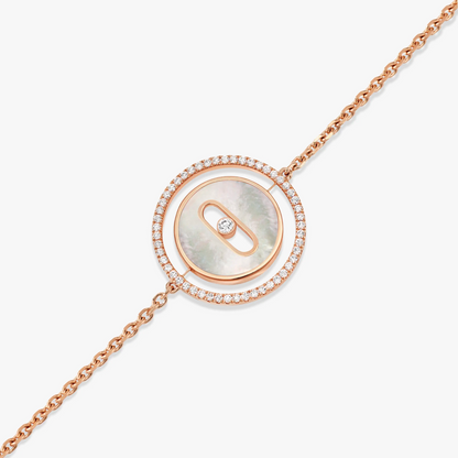 [Lumi Jewelery]LUCKY MOVE WHITE MOTHER OF PEARL PINK GOLD DIAMOND BRACELET