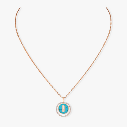 [Lumi Jewelery]LUCKY MOVE 1 DIAMOND TURQUOISE PINK GOLD DIAMOND NECKLACE