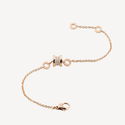 [Lumi Jewelry]ZERO 1 SOFT PINK GOLD WITH PAVED DIAMONDS ON THE SPIRAL BRACELET