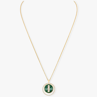 [Lumi Jewelery]LUCKY MOVE 3 DIAMOND MALACHITE GOLD DIAMOND NECKLACE