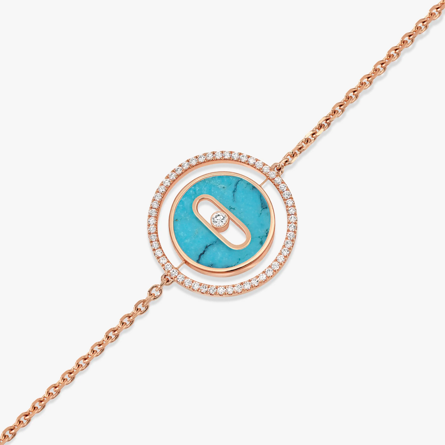 [Lumi Jewelery]LUCKY MOVE TURQUOISE PINK GOLD DIAMOND BRACELET