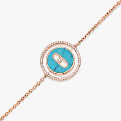 [Lumi Jewelery]LUCKY MOVE TURQUOISE PINK GOLD DIAMOND BRACELET