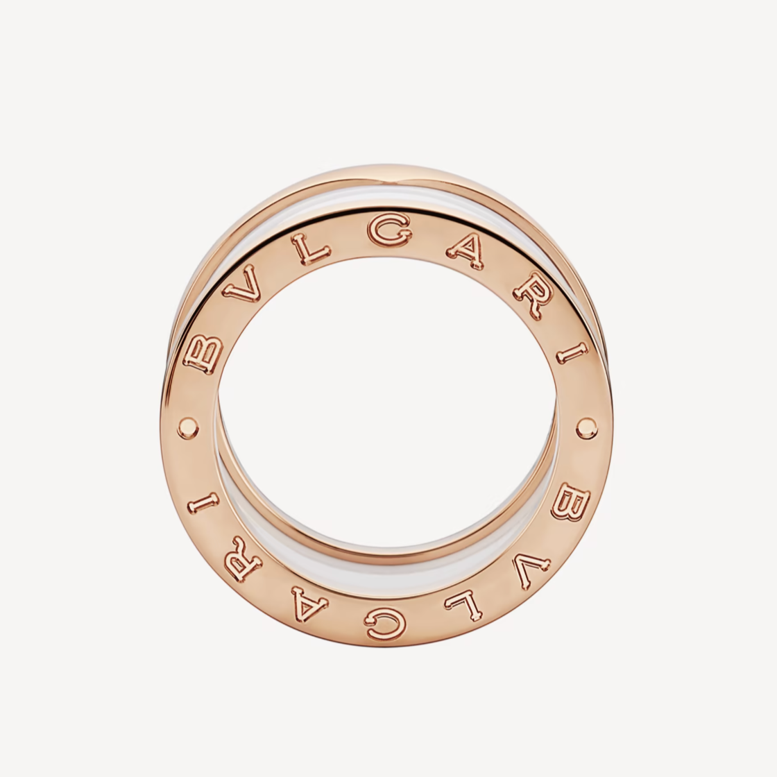 [Lumi Jewelry]ZERO 1 FOUR-BAND LOOPS AND WHITE CERAMIC SPIRAL PINK GOLD RING
