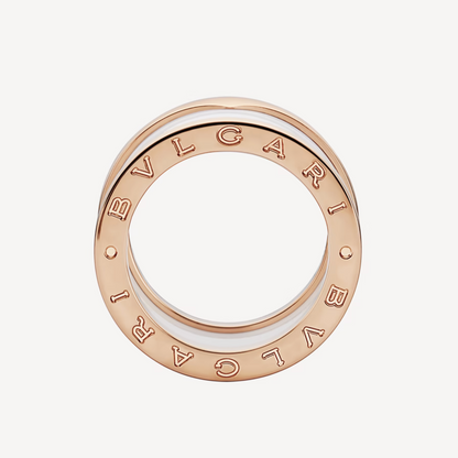 [Lumi Jewelry]ZERO 1 FOUR-BAND LOOPS AND WHITE CERAMIC SPIRAL PINK GOLD RING