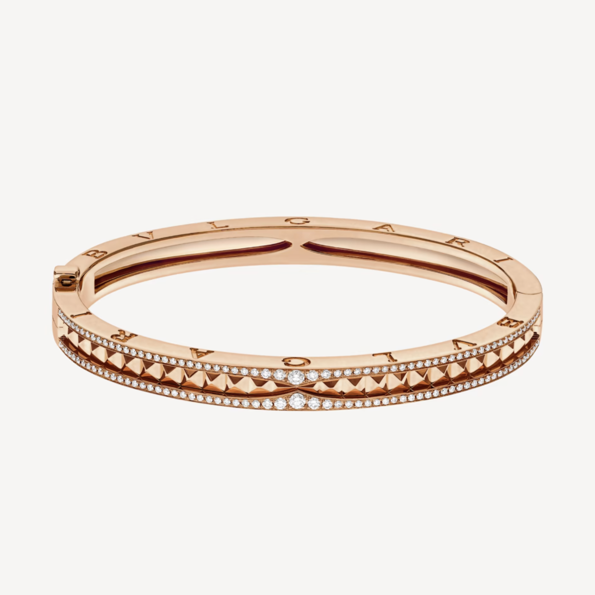 [Lumi Jewelry]ZERO 1 SPIRAL AND PAVED DIAMOND PINK GOLD BRACELET