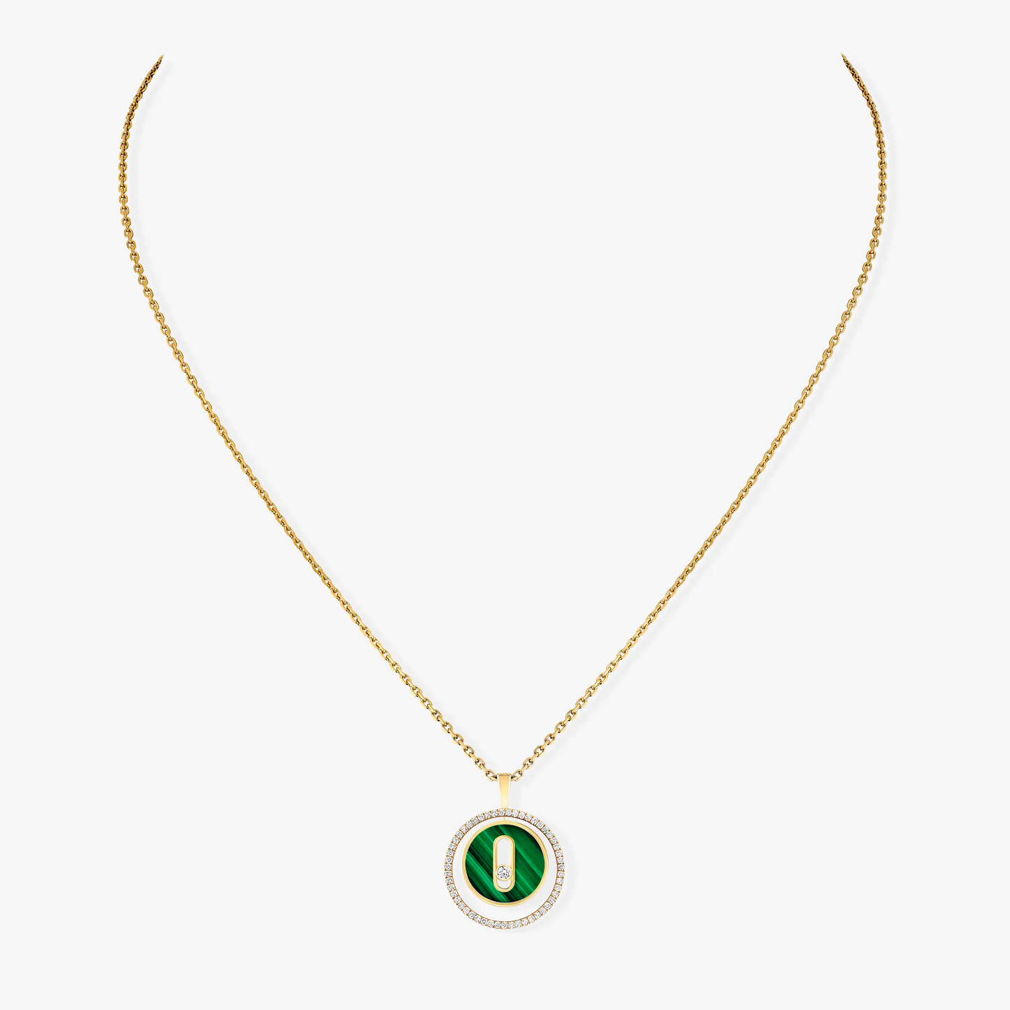 [Lumi Jewelery]LUCKY MOVE 1 DIAMOND MALACHITE GOLD DIAMOND NECKLACE