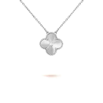 [Lumi Jewelry]CLOVER  15MM DIAMOND LASER NECKLACE SILVER