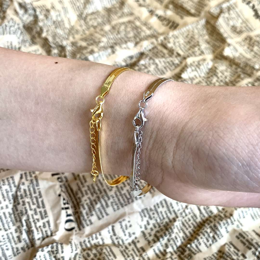 [Lumi Jewelry]Flat Snake Bone Chain Blade Necklace
