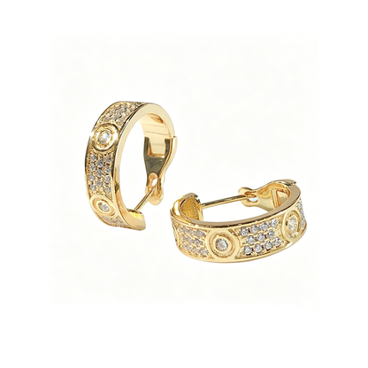 [Lumi Jewelry]LOVE 5.5MM DIAMOND PAVED EARRINGS