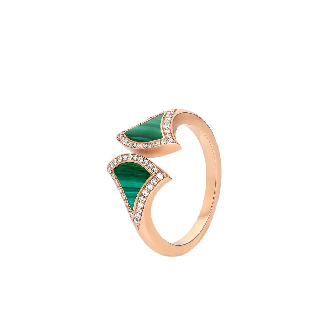 [Lumi Jewelry]DREAM MALACHITE DIAMOND OPEN RING