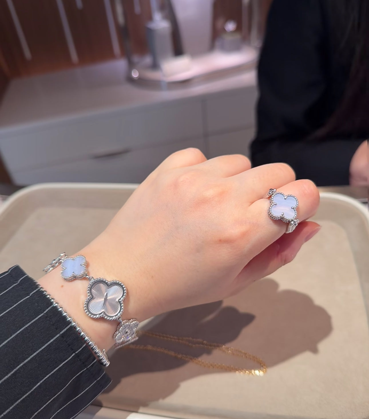 [Lumi Jewelry]CLOVER RIVERSIBLE PURPLE CHALCEDONY RING