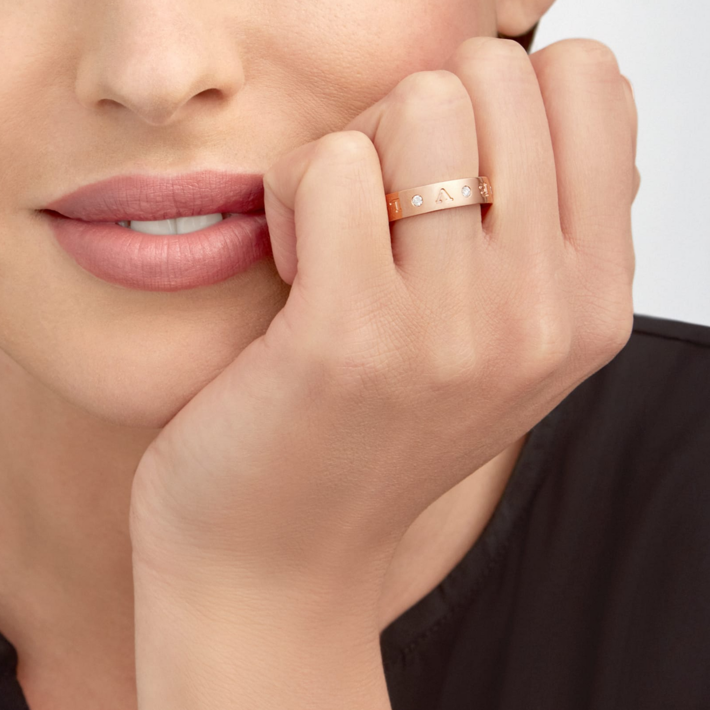 [Lumi Jewelry]ZERO 1 ESSENTIAL PINK GOLD BAND WITH DIAMONDS RING