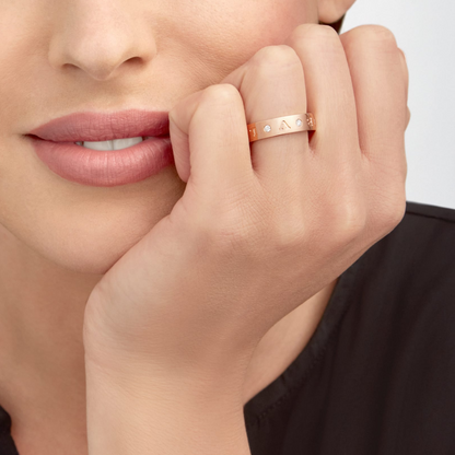 [Lumi Jewelry]ZERO 1 ESSENTIAL PINK GOLD BAND WITH DIAMONDS RING
