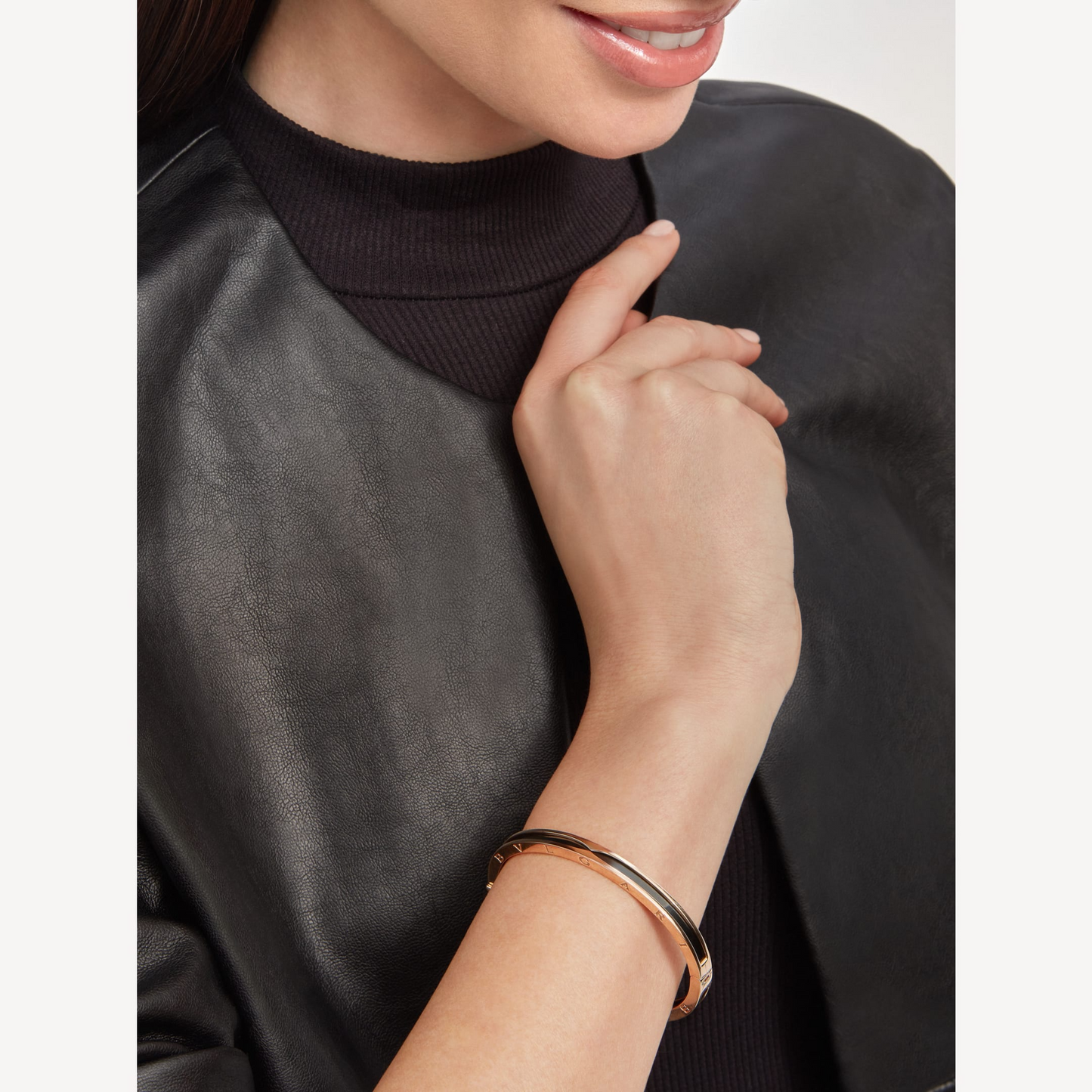 [Lumi Jewelry]ZERO 1 PINK GOLD WITH BLACK CERAMIC BRACELET