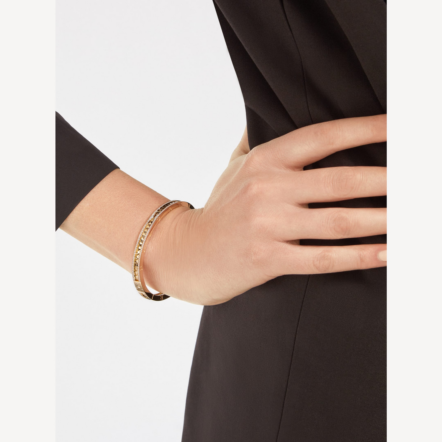 [Lumi Jewelry]ZERO 1 SPIRAL AND PAVED DIAMOND GOLD BRACELET