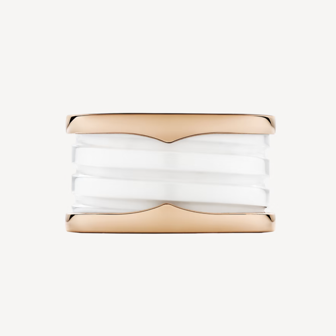 [Lumi Jewelry]ZERO 1 FOUR-BAND LOOPS AND WHITE CERAMIC SPIRAL PINK GOLD RING