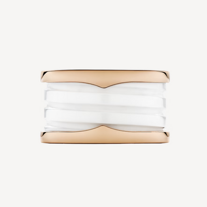 [Lumi Jewelry]ZERO 1 FOUR-BAND LOOPS AND WHITE CERAMIC SPIRAL PINK GOLD RING
