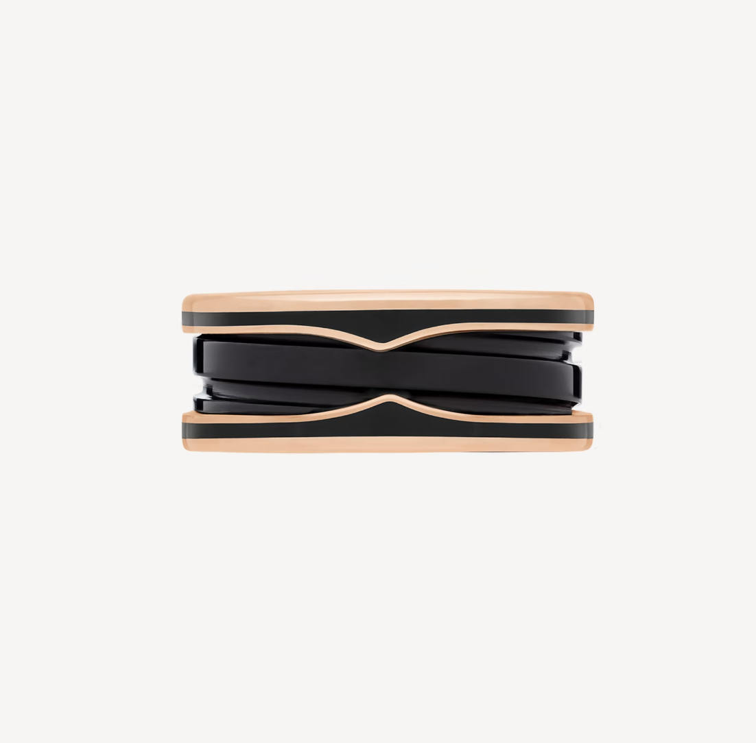 [Lumi Jewelry]ZERO 1 TWO-BAND WITH MATTE BLACK CERAMIC PINK GOLD RING
