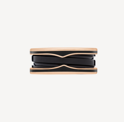 [Lumi Jewelry]ZERO 1 TWO-BAND WITH MATTE BLACK CERAMIC PINK GOLD RING