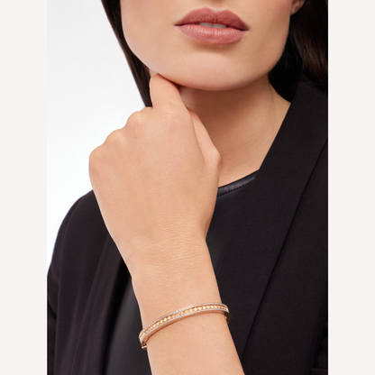 [Lumi Jewelry]ZERO 1 SPIRAL AND PAVED DIAMOND PINK GOLD BRACELET