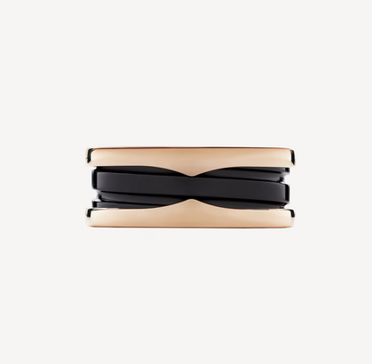 [Lumi Jewelry]ZERO 1 TWO-BAND LOOPS AND BLACK CERAMIC PINK GOLD RING