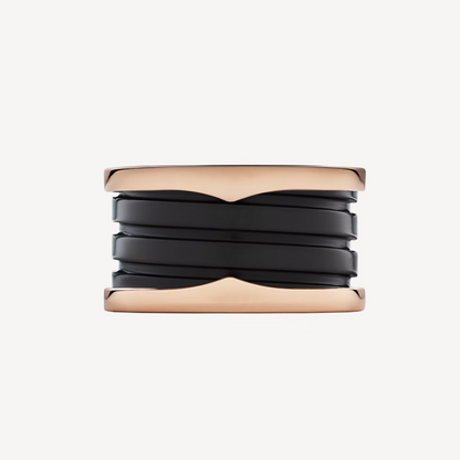 [Lumi Jewelry]ZERO 1 FOUR-BAND LOOPS AND BLACK CERAMIC SPIRAL PINK GOLD RING