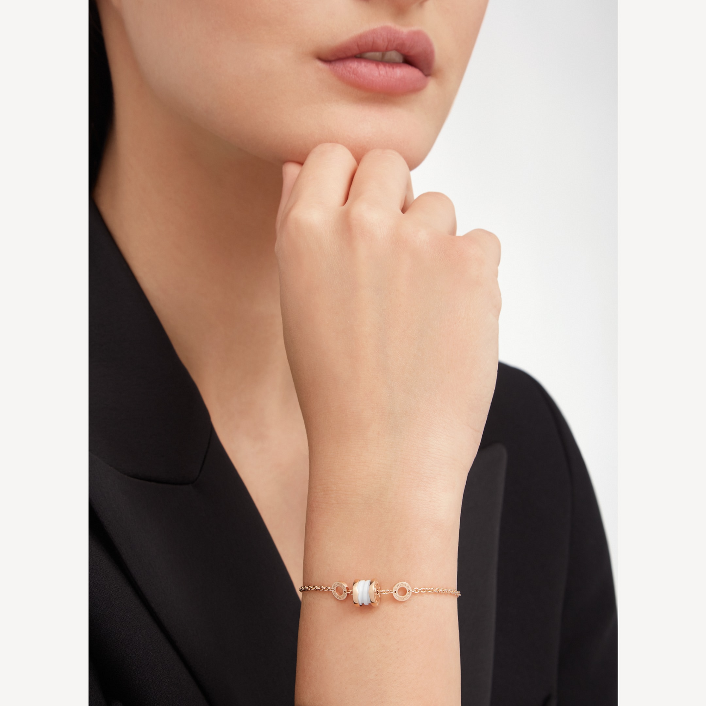 [Lumi Jewelry]ZERO 1 SOFT PINK GOLD AND WHITE CERAMIC BRACELET