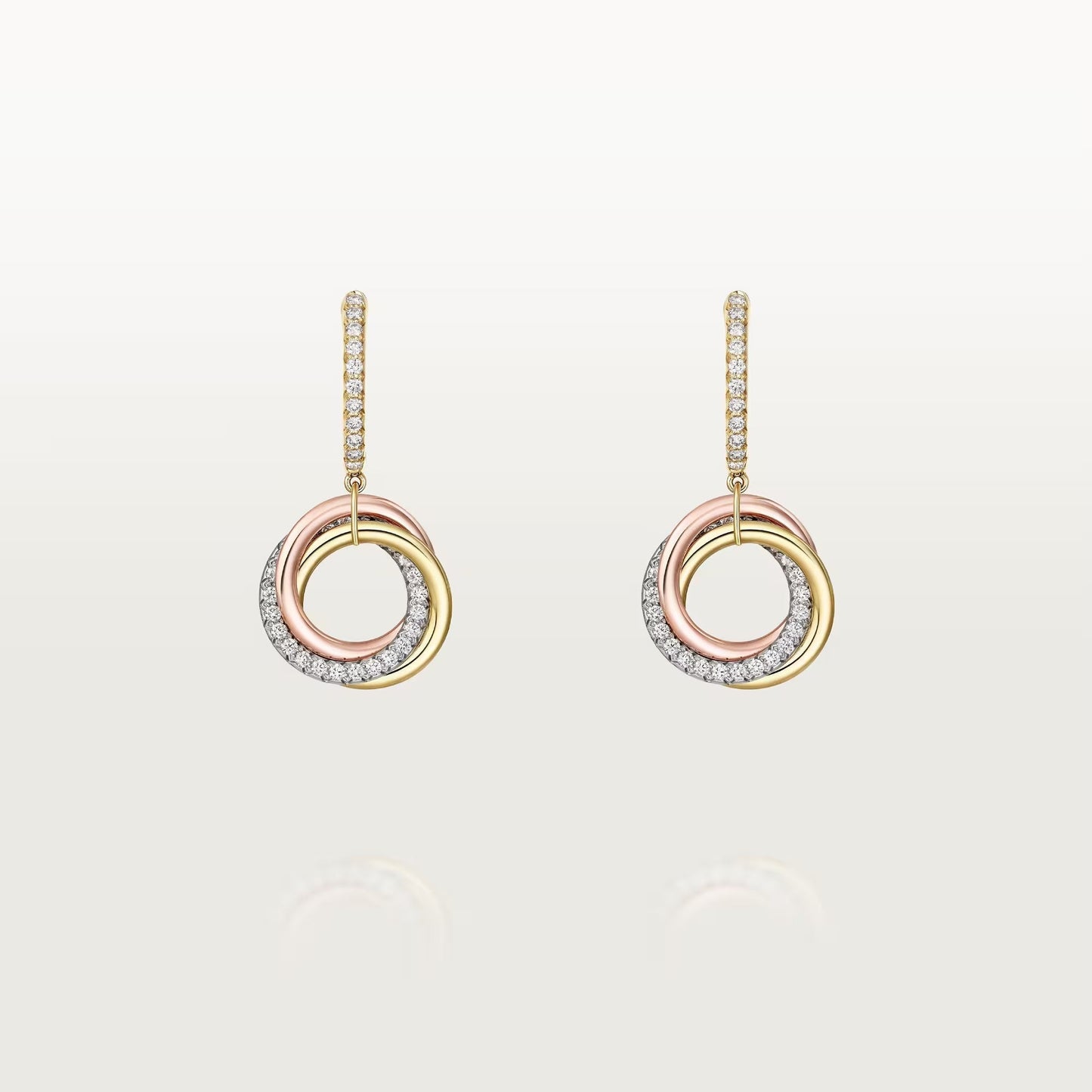 [Lumi Jewelry]TRINITY HALF DIAMOND  EARRINGS