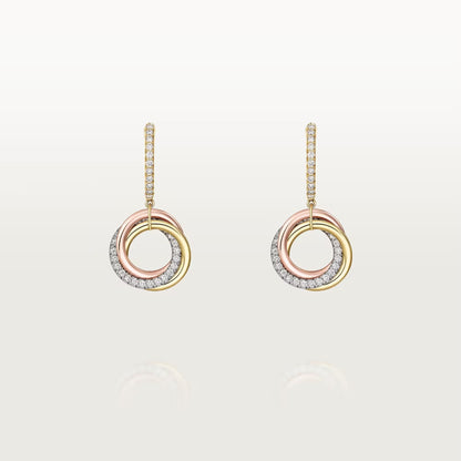 [Lumi Jewelry]TRINITY HALF DIAMOND  EARRINGS