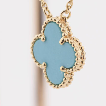 [Lumi Jewelry]CLOVER 15MM VINTAGE TURQUOISE NECKLACE