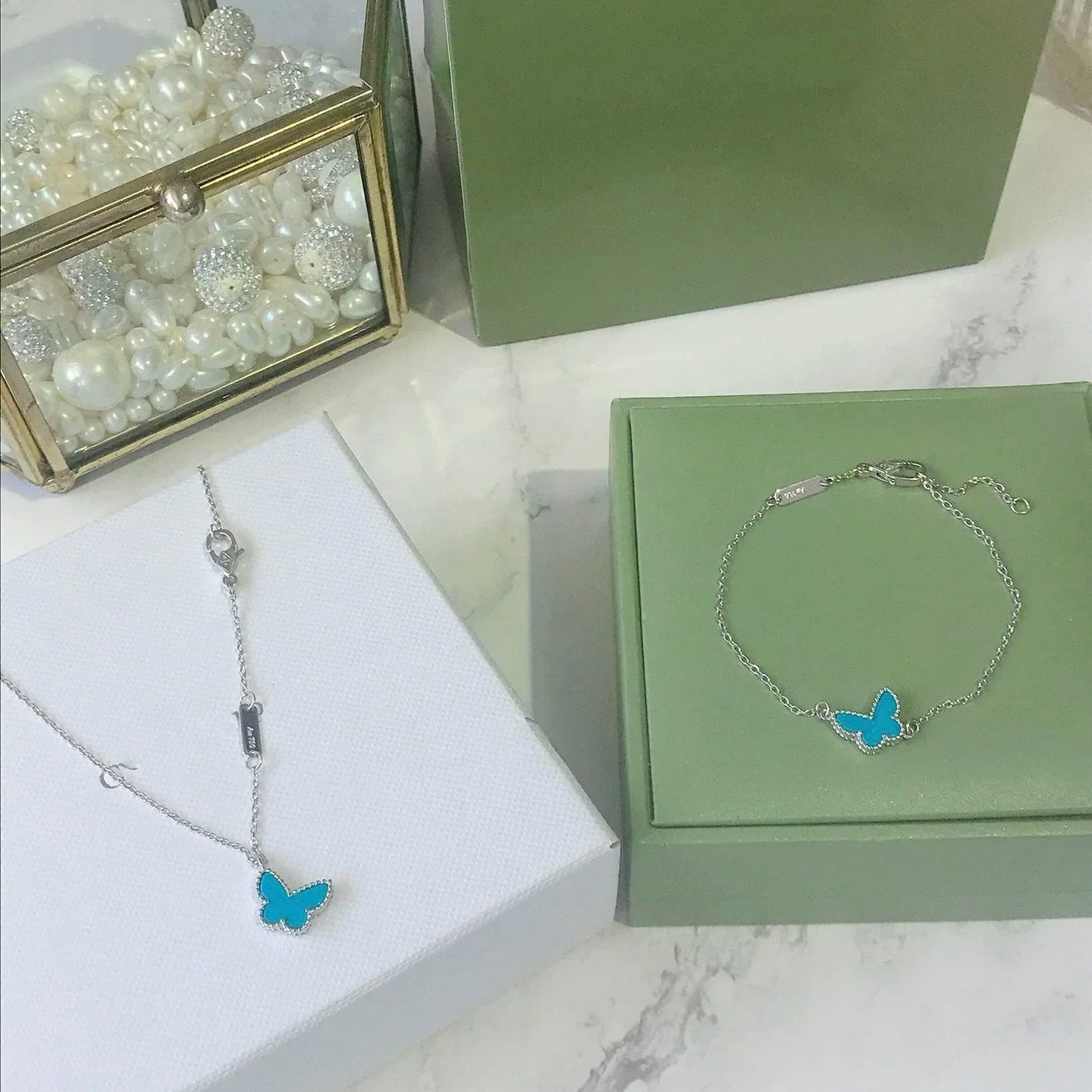[Lumi Jewelry]BUTTERFLY TURQUOISE BUTTERFLY BRACELET SILVER