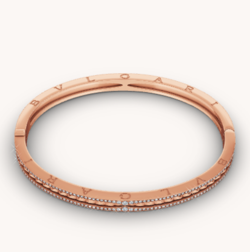[Lumi Jewelry]ZERO 1 SPIRAL AND PAVED DIAMOND PINK GOLD BRACELET