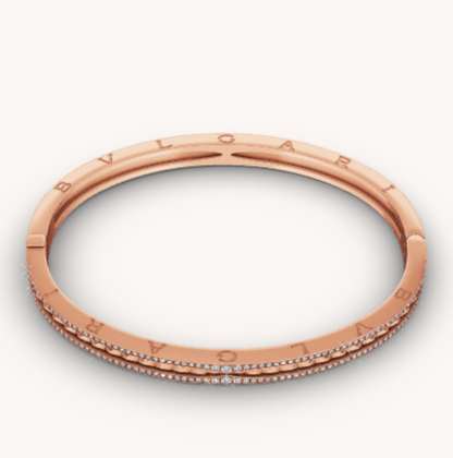 [Lumi Jewelry]ZERO 1 SPIRAL AND PAVED DIAMOND PINK GOLD BRACELET