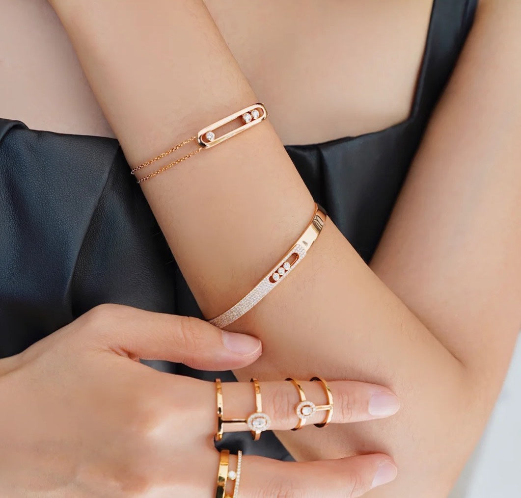 [Lumi Jewelery]Move Noa Rose Gold Pav辿 Diamond Bangle Bracelet