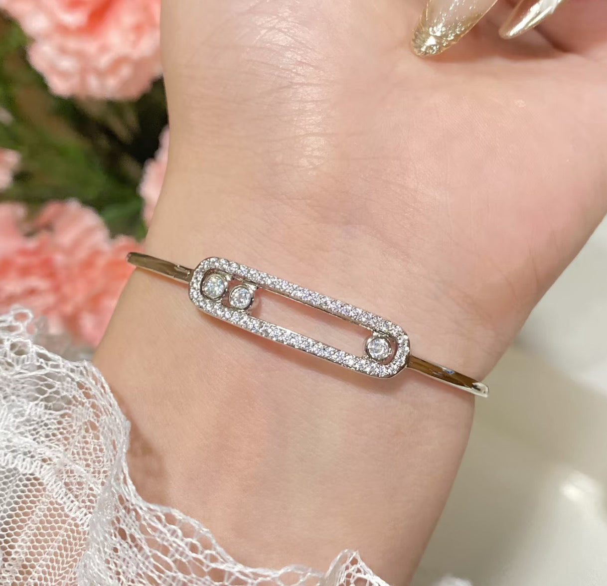 [Lumi Jewelery]Move Pav辿 Diamond Bangle Bracelet M