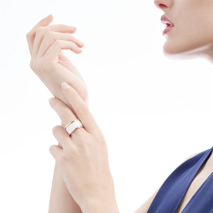 [Lumi Jewelry]ZERO 1 FOUR-BAND LOOPS AND WHITE CERAMIC SPIRAL PINK GOLD RING
