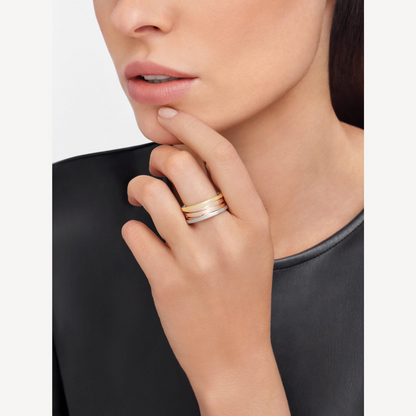 [Lumi Jewelry]ZERO 1 THREE-BAND ROSE WHITE AND YELLOW RING