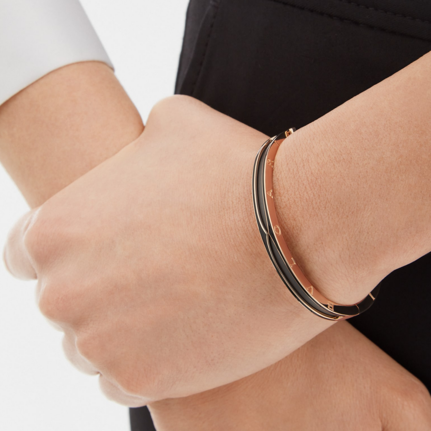 [Lumi Jewelry]ZERO 1 PINK GOLD WITH MATTE BLACK CERAMIC BRACELET
