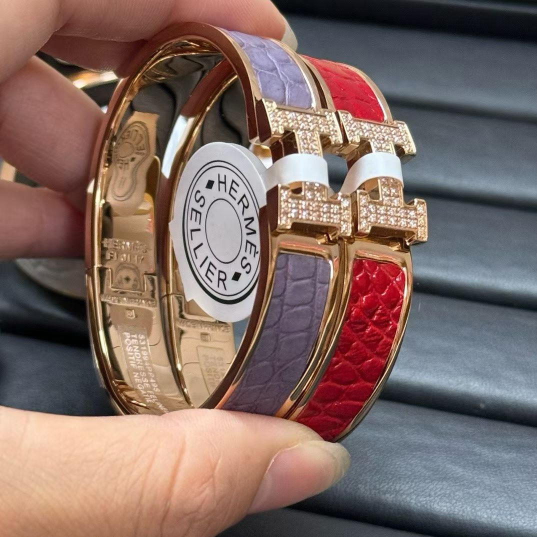[Lumi Jewellery]New H Full Diamond Bracelet, Luxury Premium Version, Genuine Crocodile Leather