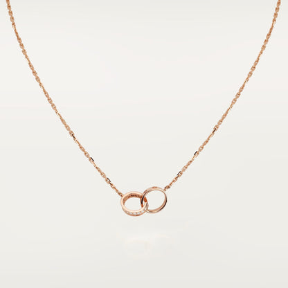 [Lumi Jewelry]LOVE DOUBLE RING HALF DIAMOND NECKLACE