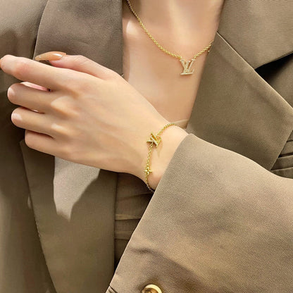 [Lumi Jewelry]LOGO STAR MOTIF GOLD BRACELET