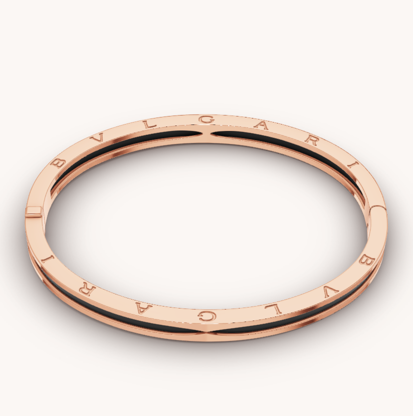 [Lumi Jewelry]ZERO 1 PINK GOLD WITH BLACK CERAMIC BRACELET