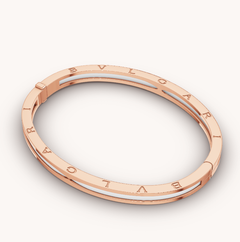 [Lumi Jewelry]ZERO 1 PINK GOLD WITH WHITE CERAMIC BRACELET