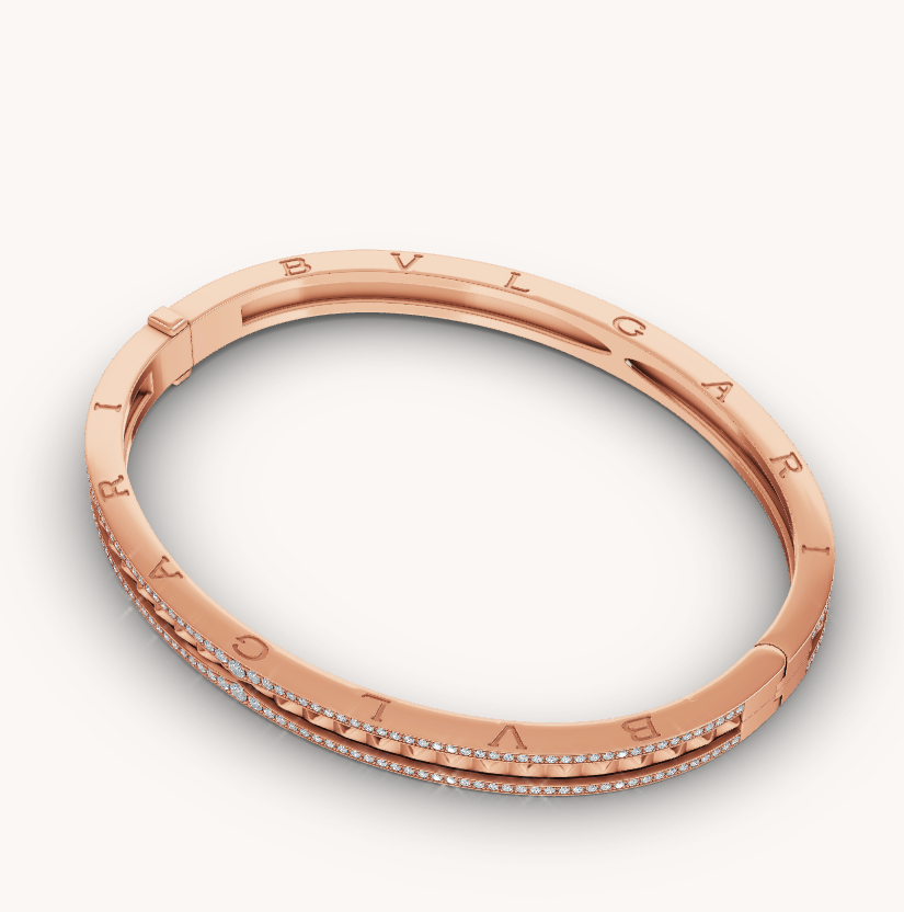 [Lumi Jewelry]ZERO 1 SPIRAL AND PAVED DIAMOND PINK GOLD BRACELET