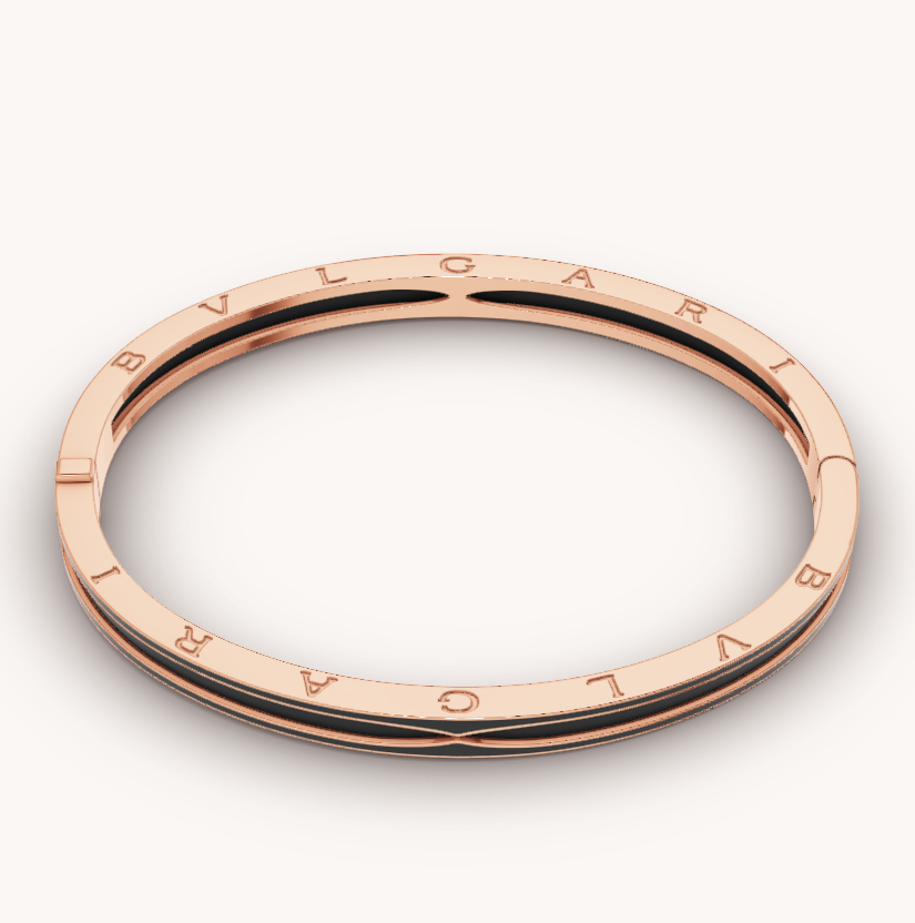 [Lumi Jewelry]ZERO 1 PINK GOLD WITH MATTE BLACK CERAMIC BRACELET